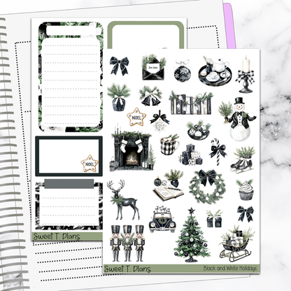 Black and White Holiday Christmas Winter Deco Sticker Kit