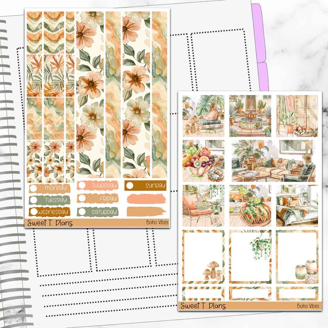 Boho Vibes  Hobonichi Cousin Weekly Sticker Kit