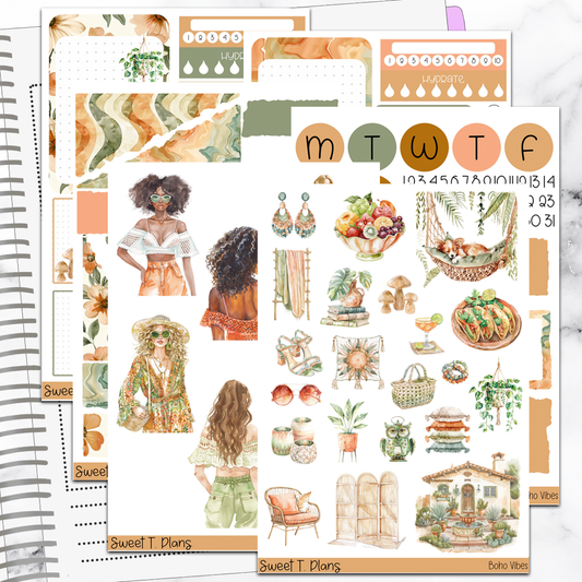 Boho Vibes Bundle or Single Sheets Weekly Ultimate Journaling Kit