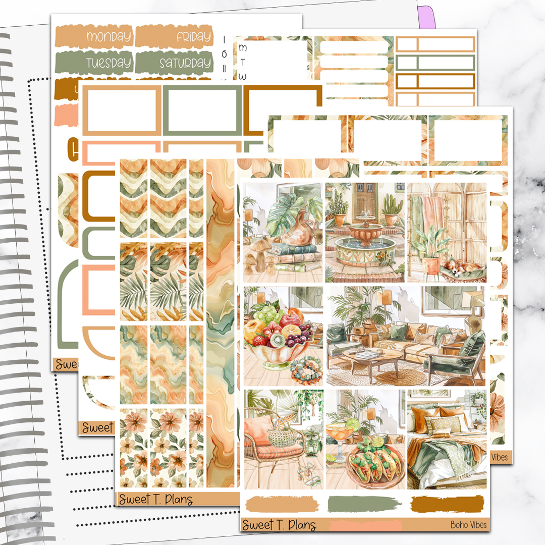 Boho Vibes Sticker Kit Universal Vertical Planners