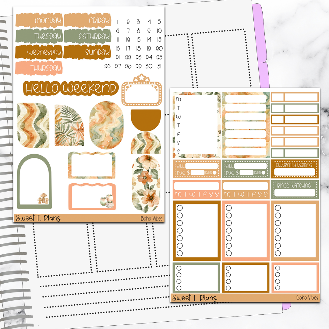 Boho Vibes Sticker Kit Universal Vertical Planners