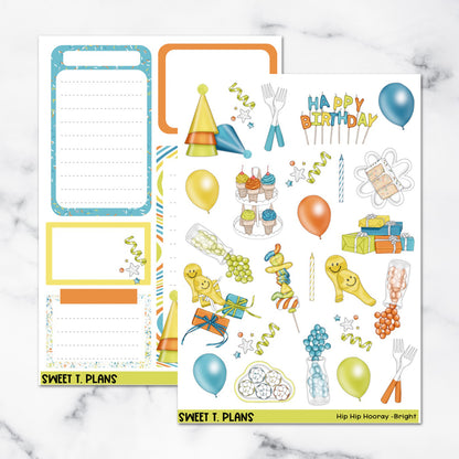 Hip Hip Hooray Bright Birthday Deco Sticker Kit