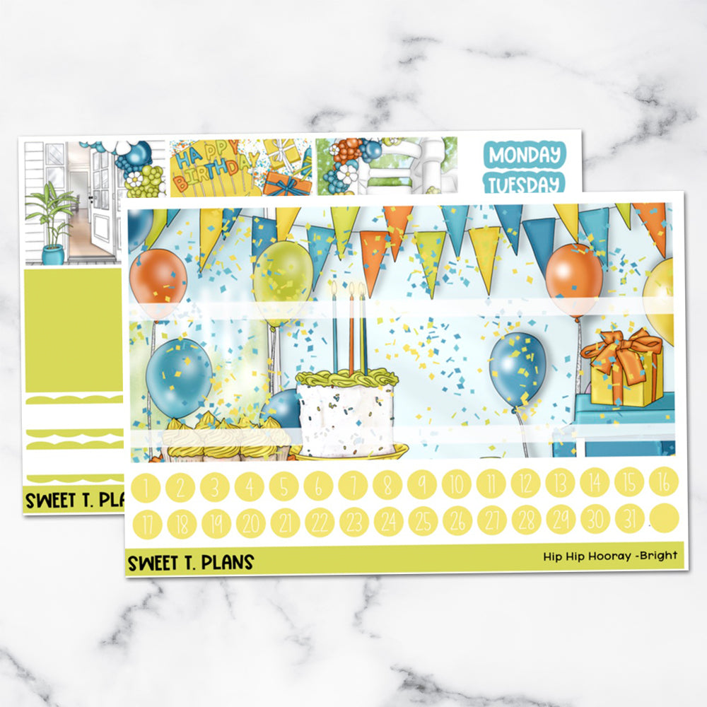 Hip Hip Hooray Bright Birthday Vertical Monthly Sticker Kit