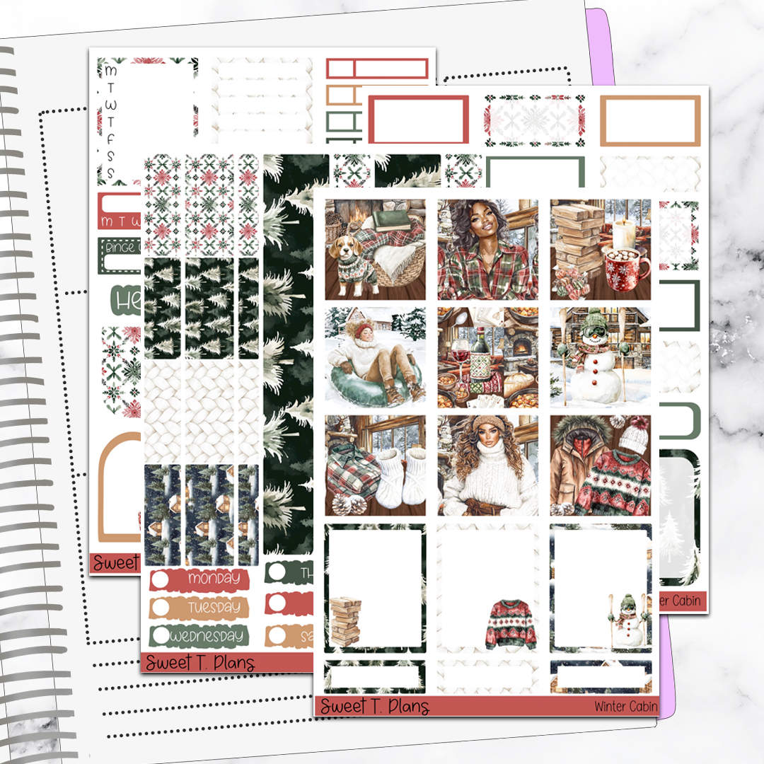 Winter Cabin Hobonichi Cousin Weekly Sticker Kit