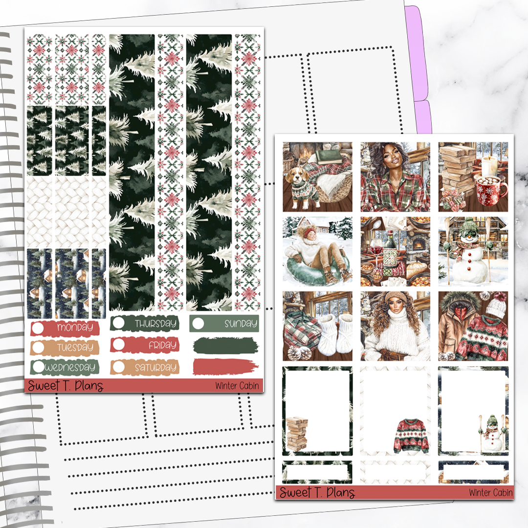 Winter Cabin Hobonichi Cousin Weekly Sticker Kit