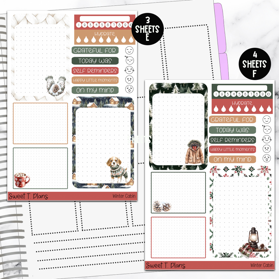 Winter Cabin Bundle or Single Sheets Weekly Ultimate Journaling Kit