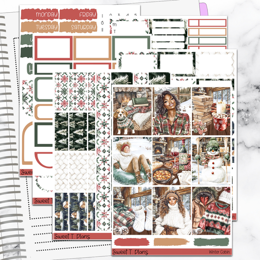 Winter Cabin Sticker Kit Universal Vertical Planners