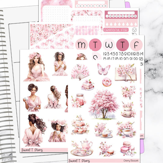 Cherry Blossom Spring Bundle or Single Sheets Weekly Ultimate Journaling Kit
