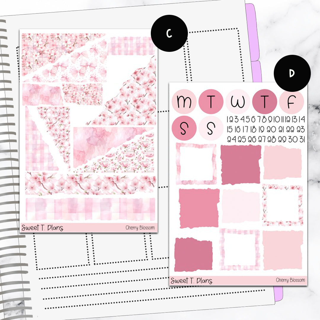 Cherry Blossom Spring Bundle or Single Sheets Weekly Ultimate Journaling Kit