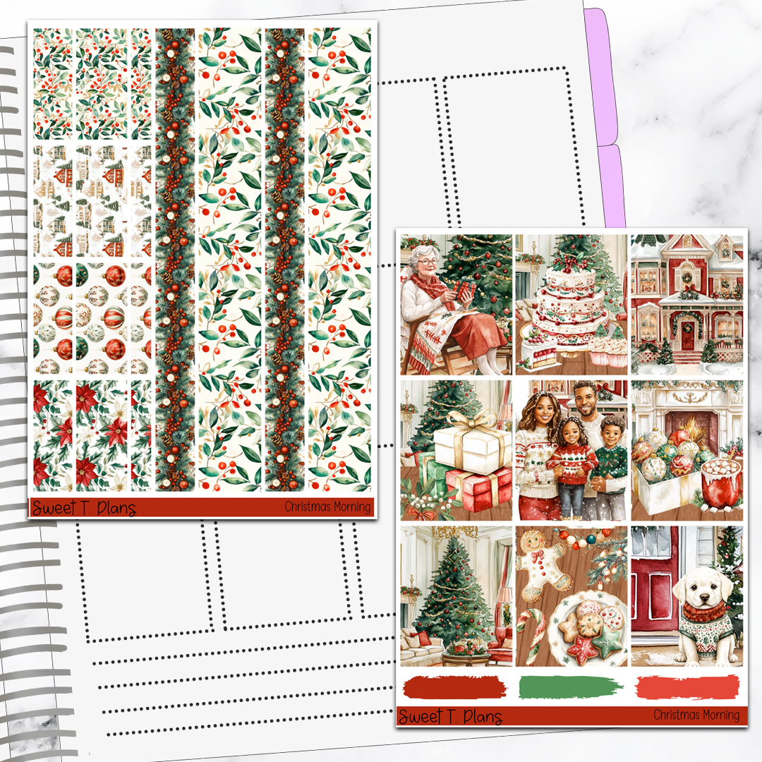 Christmas Morning Family Holiday Winter Sticker Kit Universal Vertical Planners