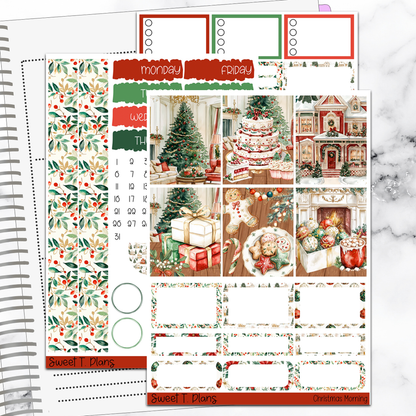 Christmas Morning Family Holiday Winter Vertical Mini/B6 Print Pression Weekly Sticker Kit