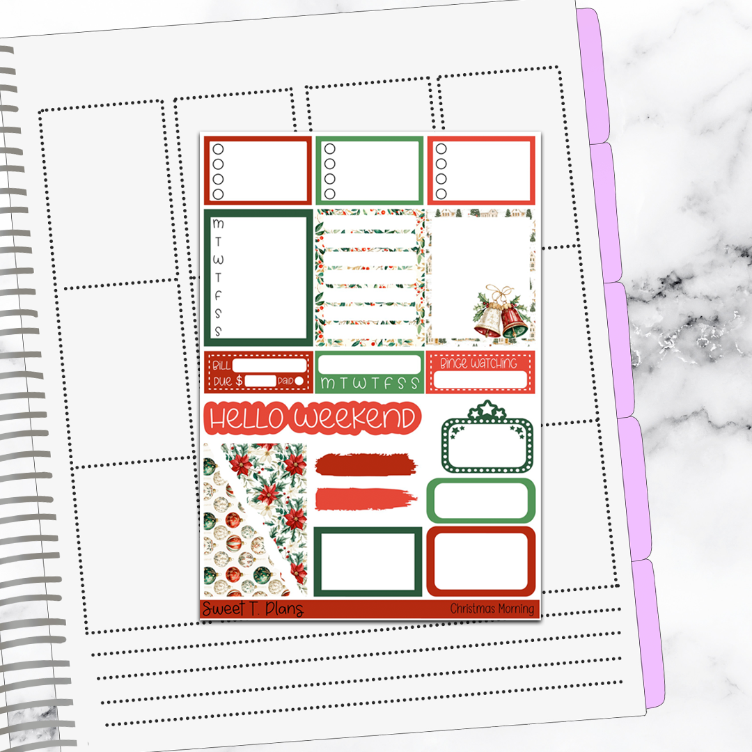 Christmas Morning Family Holiday Winter Vertical Mini/B6 Print Pression Weekly Sticker Kit