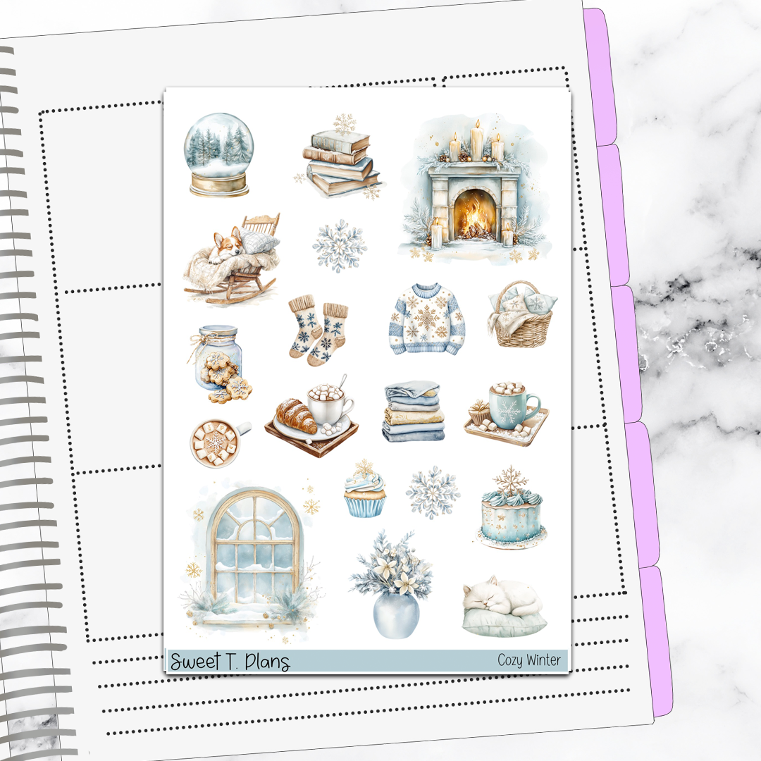 Cozy Winter Hobonichi Cousin Weekly Sticker Kit