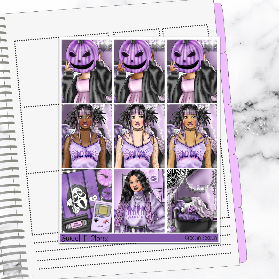 Creepin Season Halloween Vertical Mini/B6 Print Pression Weekly Sticker Kit