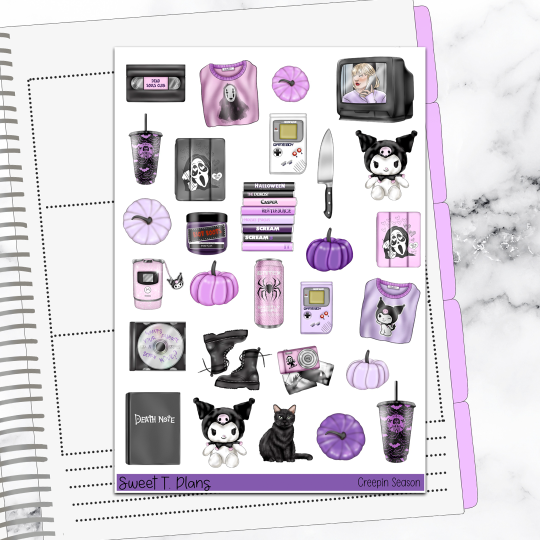 Creepin Season Halloween Hobonichi Cousin Weekly Sticker Kit