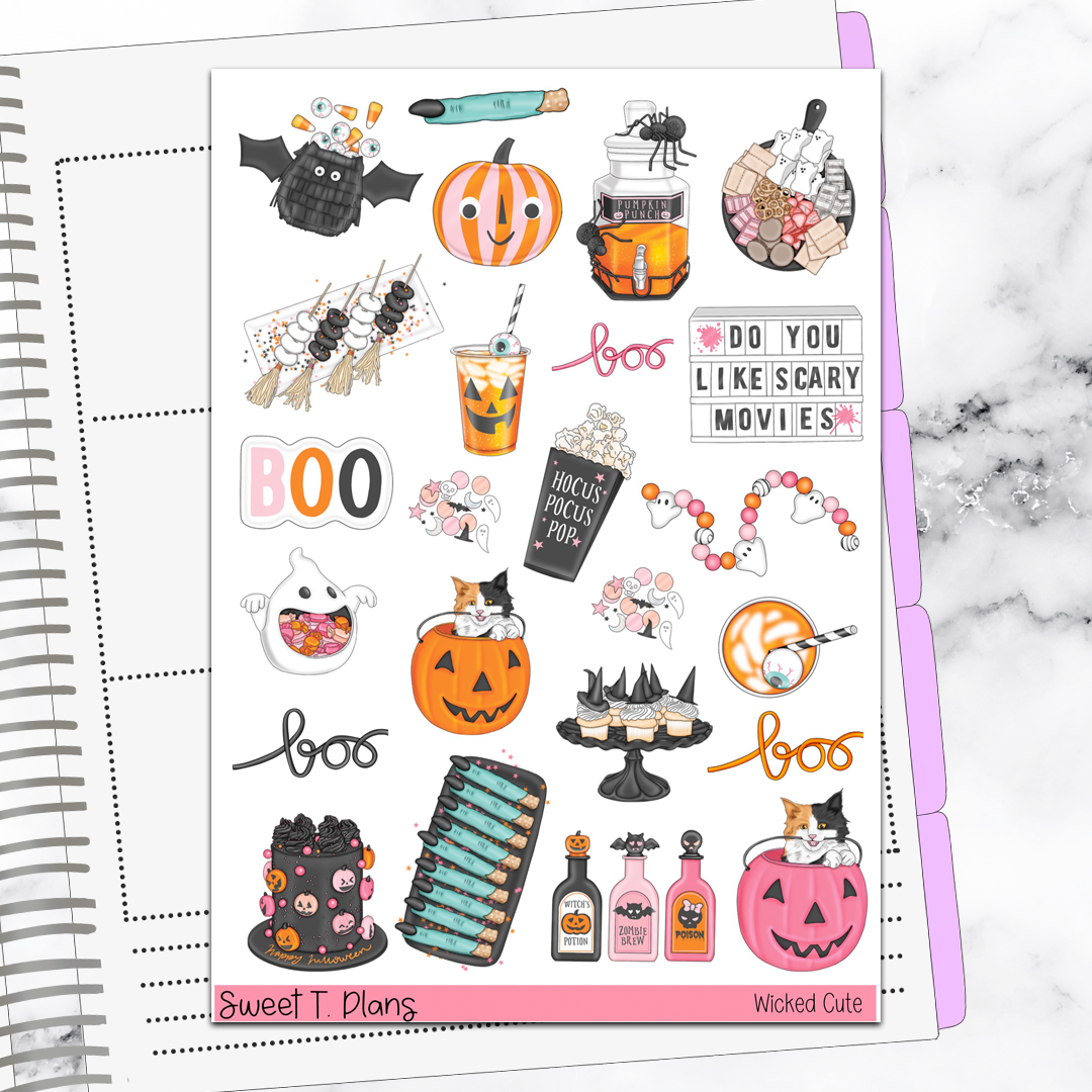 Wicked Cute Halloween  Weekly Sticker Kit Universal Vertical Planners