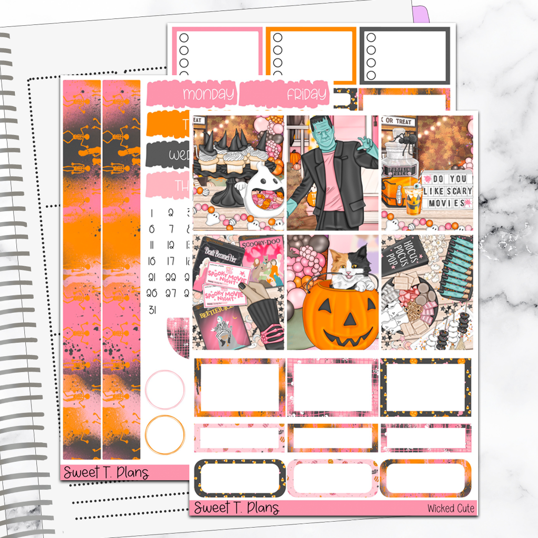 Wicked Cute Halloween  Vertical Mini/ B6 Print Pression Weekly Sticker Kit