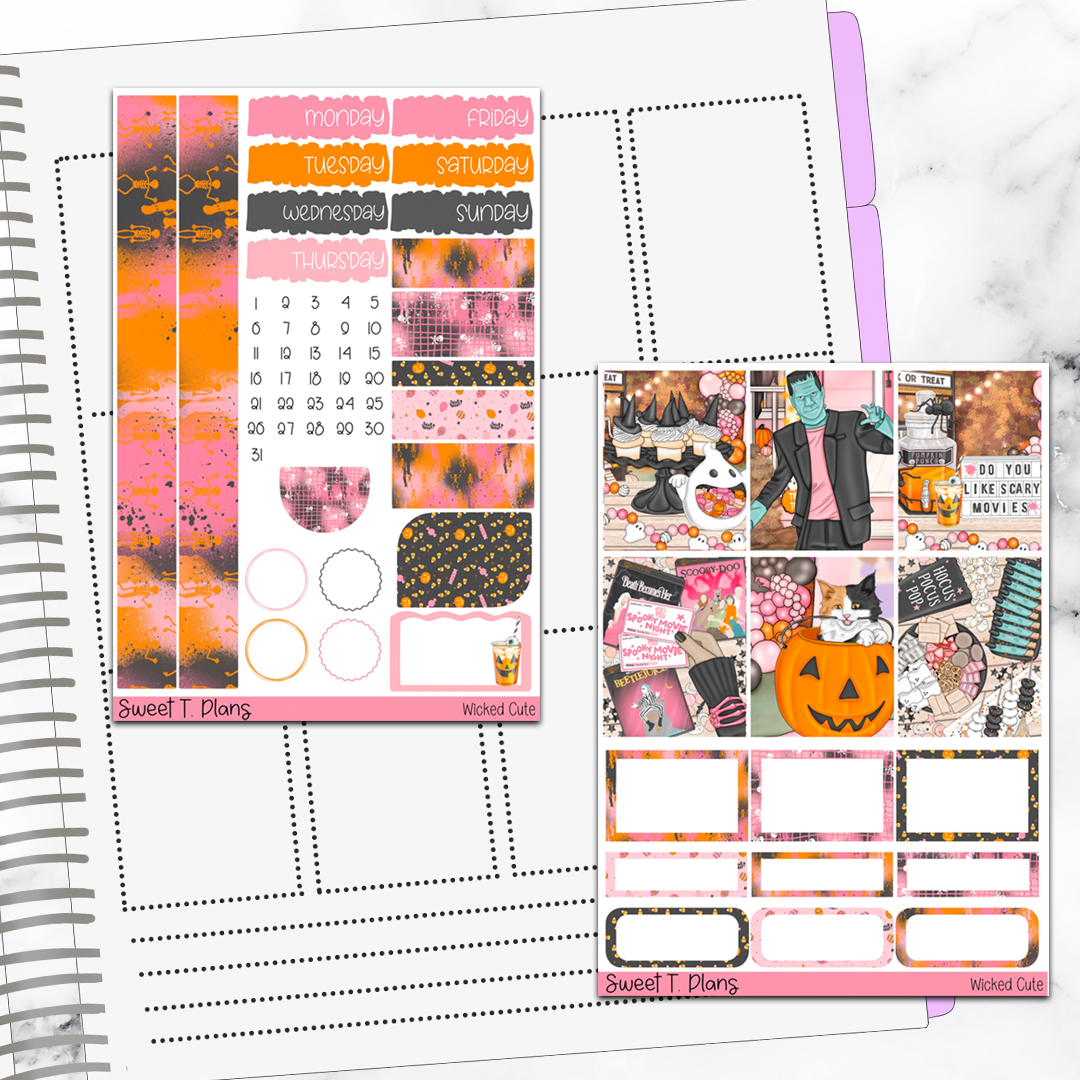 Wicked Cute Halloween  Vertical Mini/ B6 Print Pression Weekly Sticker Kit