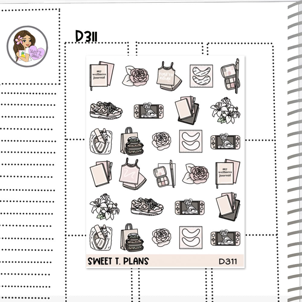 Doodle Me Time Relax Planner Sticker Sheet (D311)