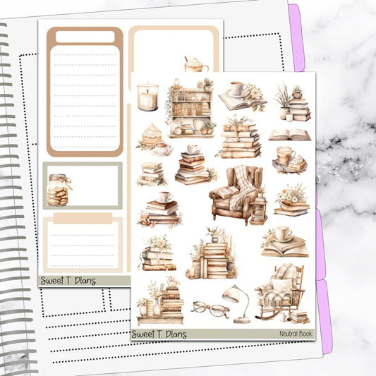 Neutral Book Deco Sticker Kit