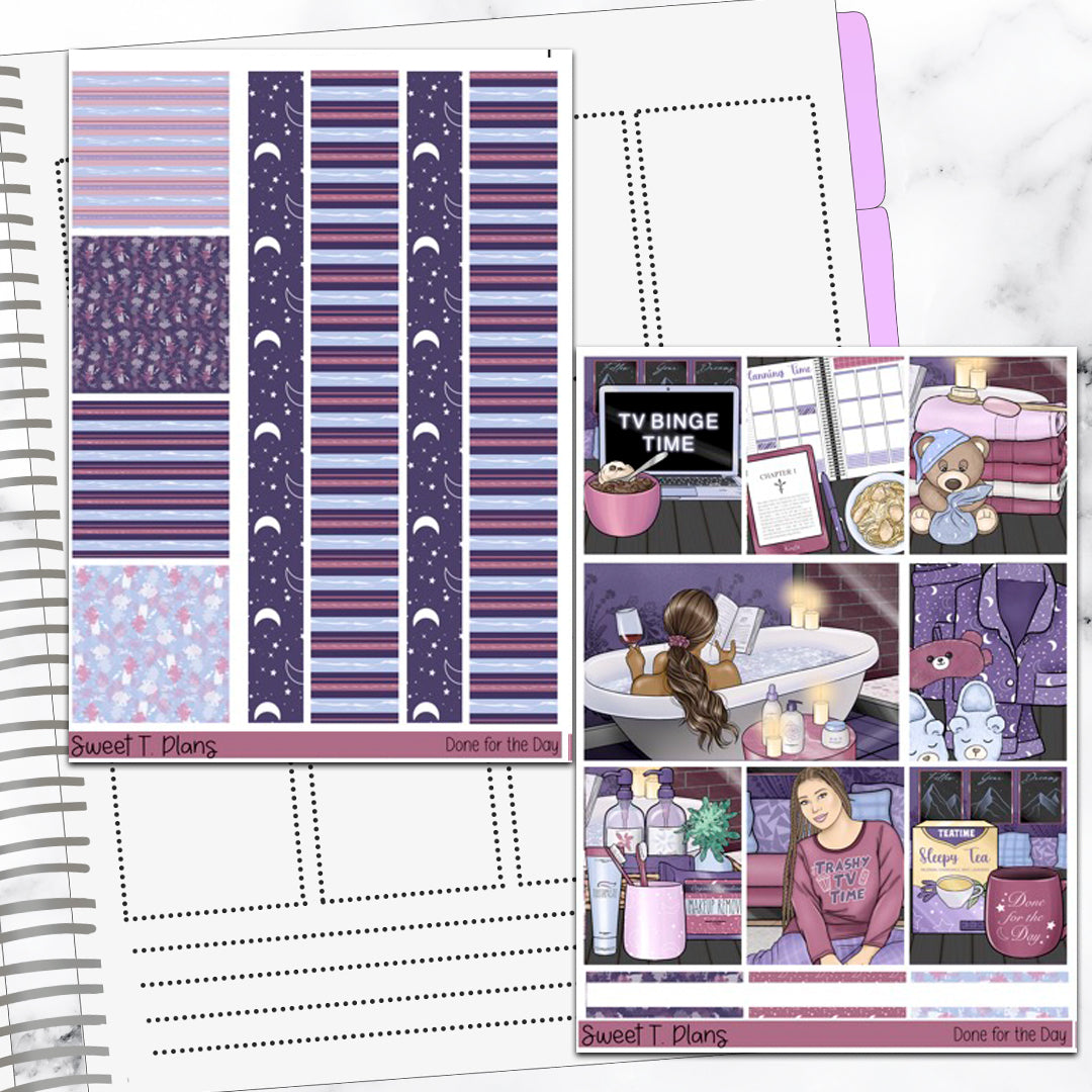 Done for the Day Night Routine Weekly Sticker Kit Universal Vertical Planners