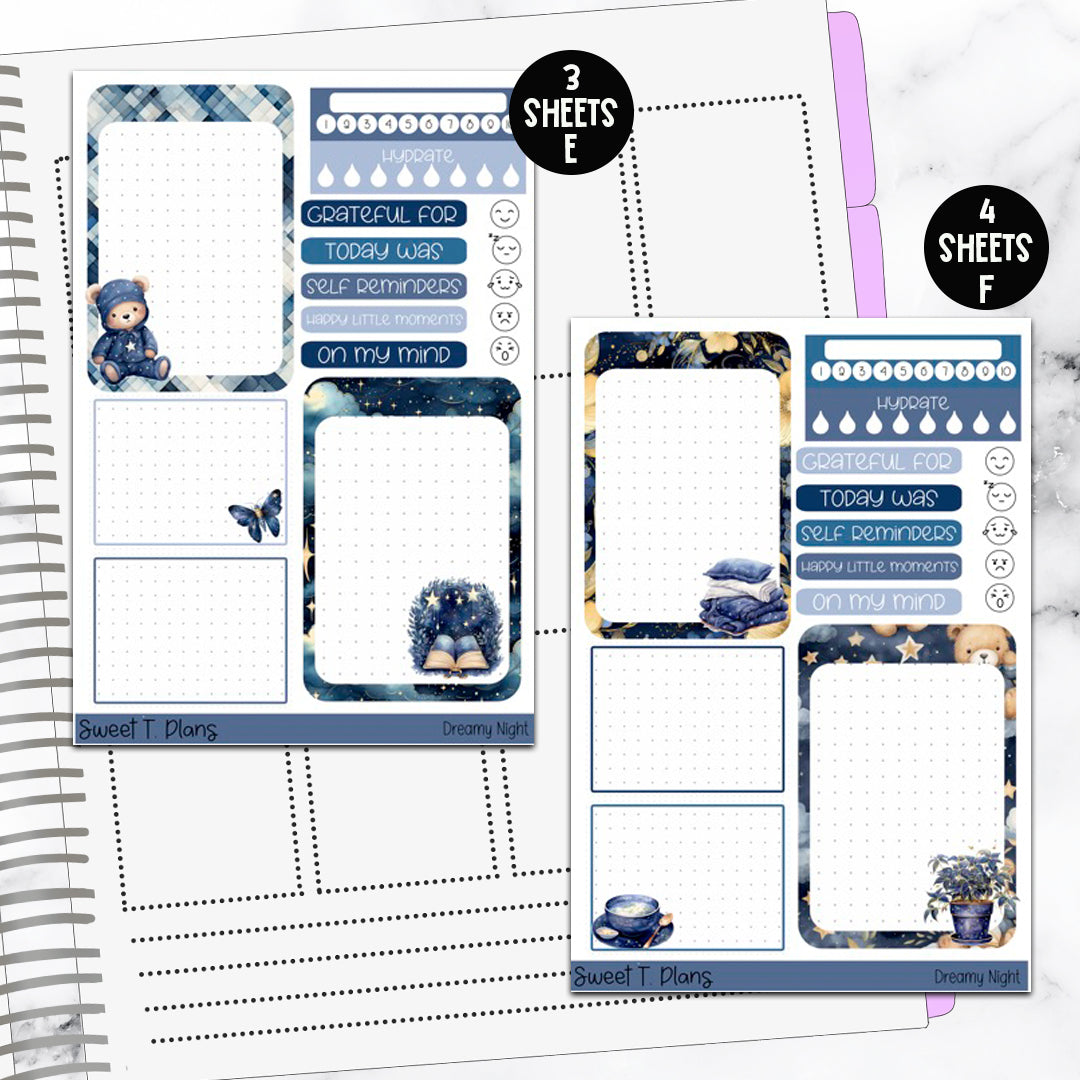 Dreamy Night Bundle or Single Sheets Weekly Ultimate Journaling Kit
