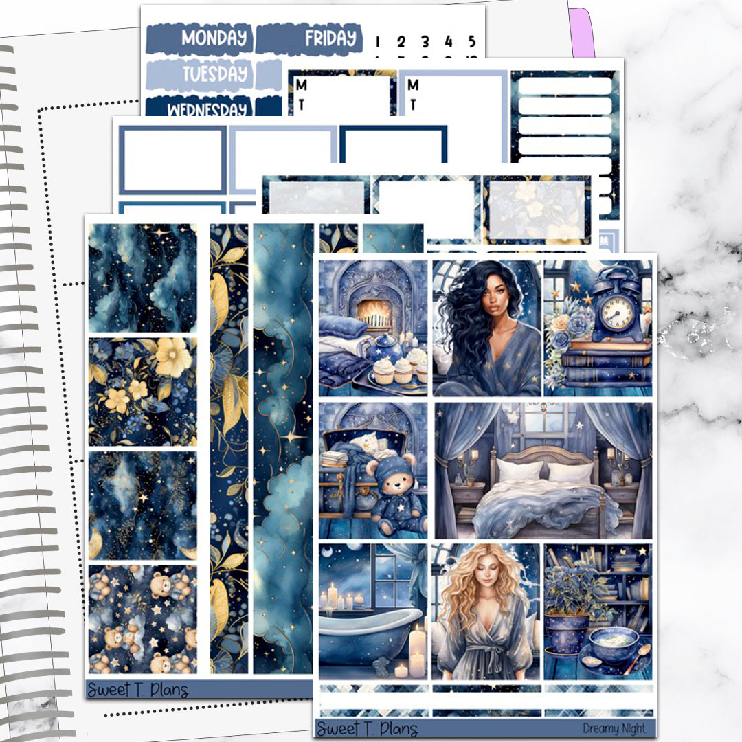 Dreamy Night Weekly Sticker Kit Universal Vertical Planners