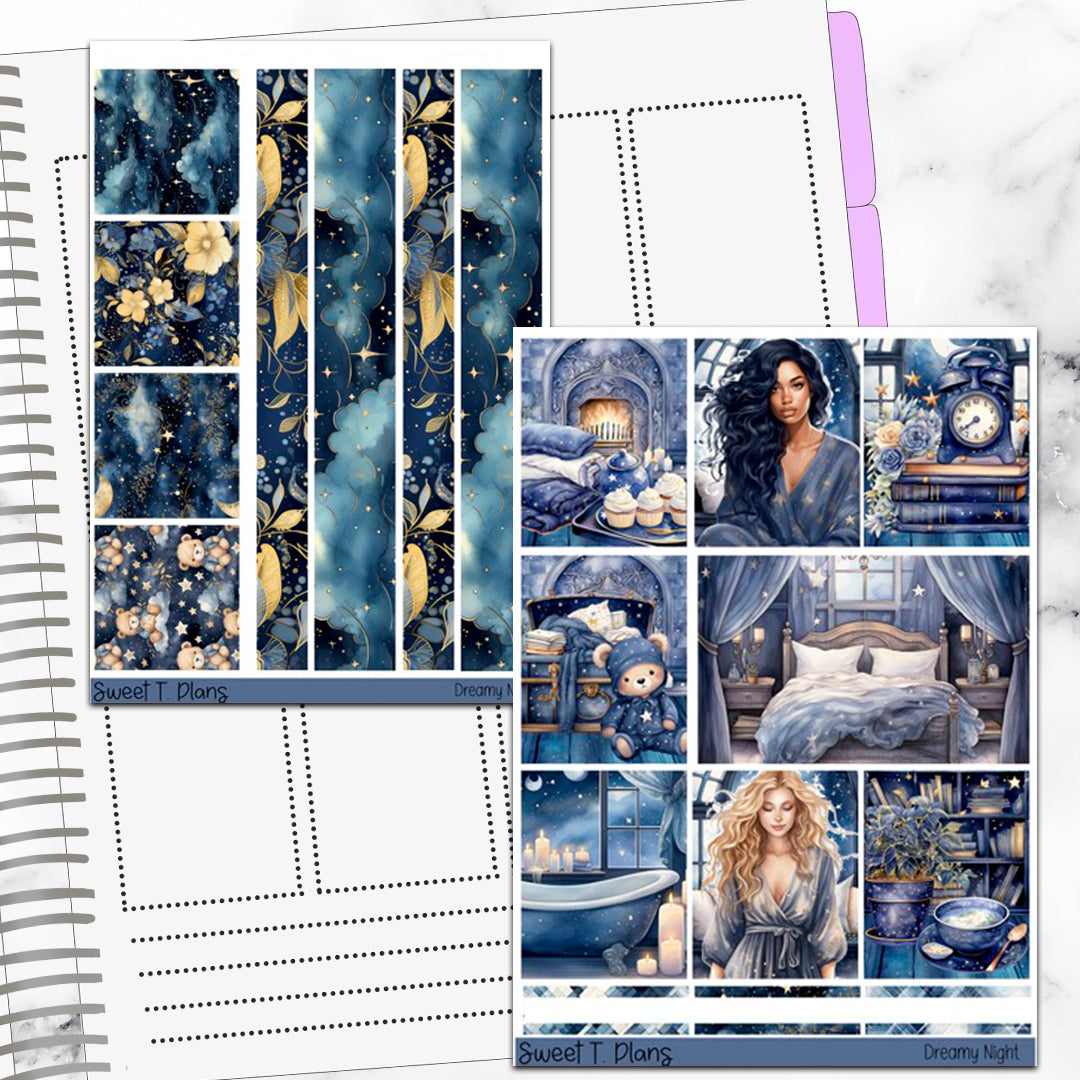 Dreamy Night Weekly Sticker Kit Universal Vertical Planners