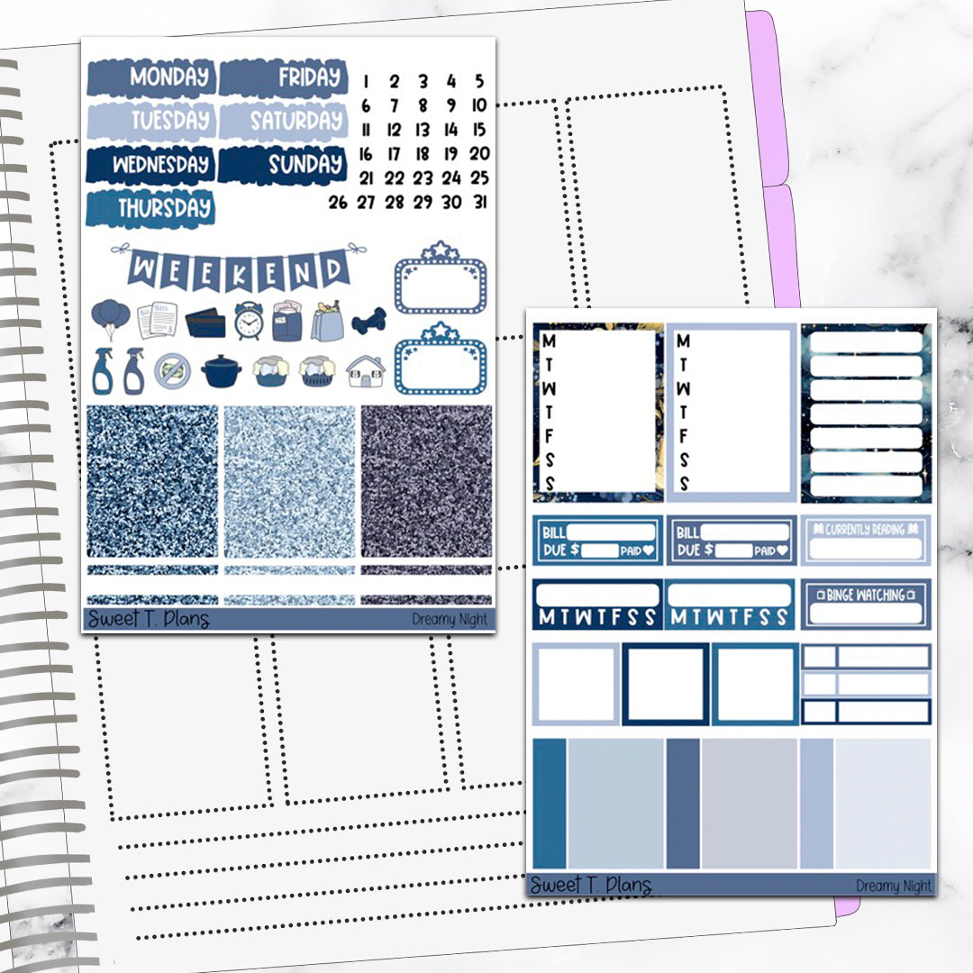 Dreamy Night Weekly Sticker Kit Universal Vertical Planners