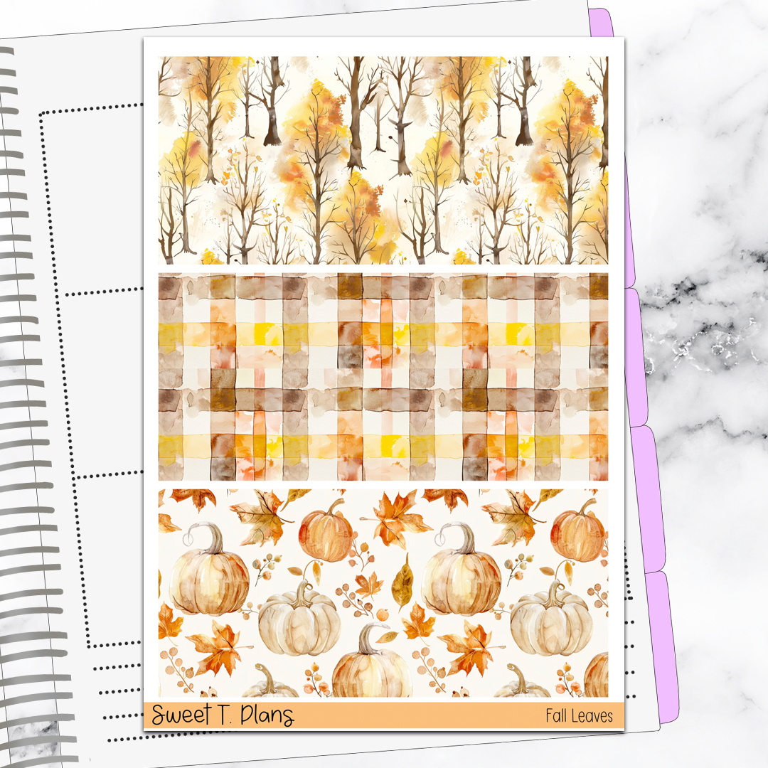 Fall Leaves Autumn Vertical Mini/B6 Print Pression Weekly Sticker Kit