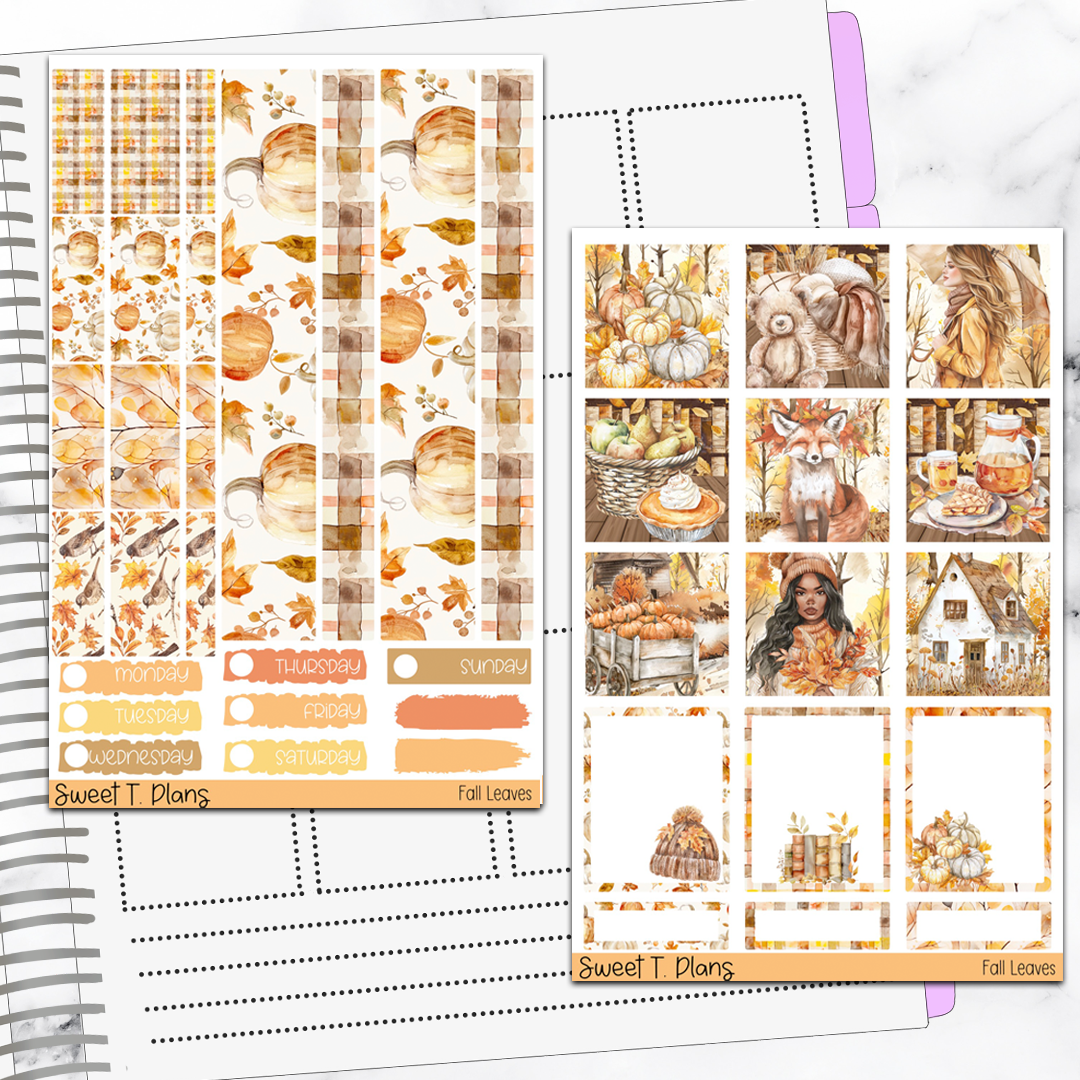 Fall Leaves Autumn Hobonichi Cousin Weekly Sticker Kit