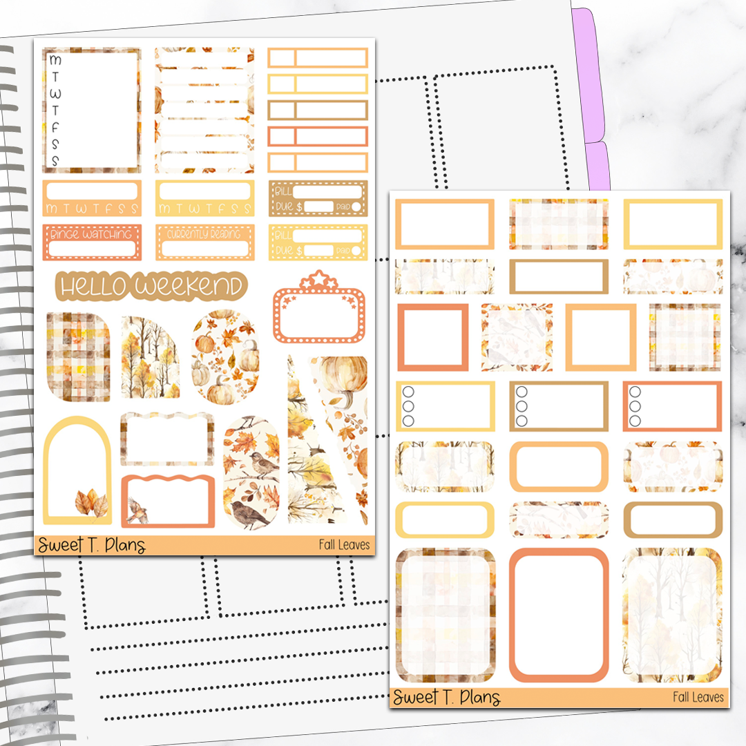 Fall Leaves Autumn Hobonichi Cousin Weekly Sticker Kit