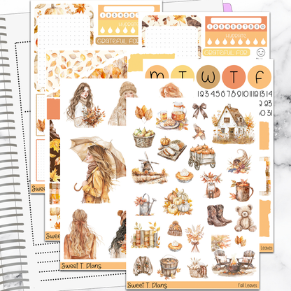 Fall Leaves Autumn Bundle or Single Sheets Weekly Ultimate Journaling Kit