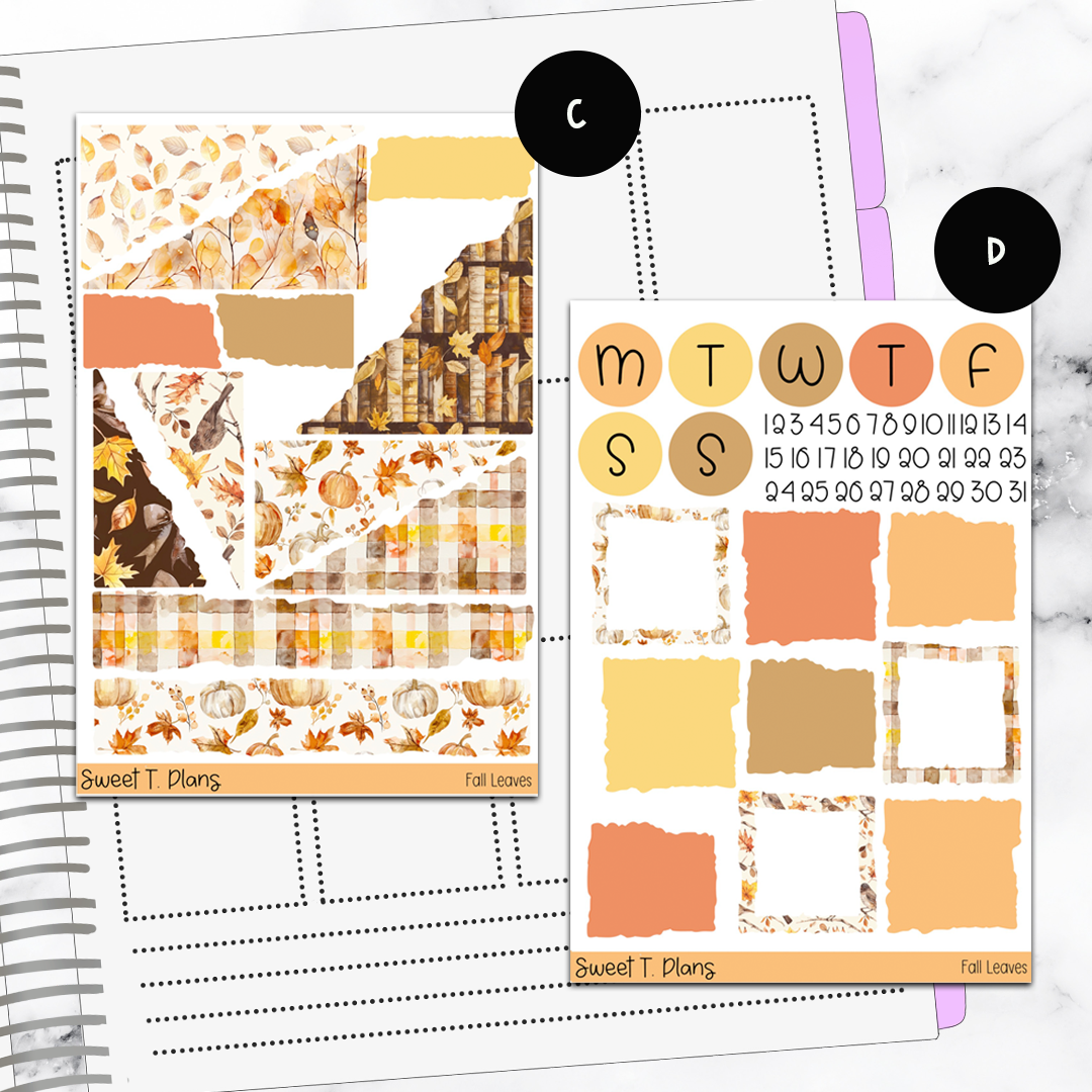 Fall Leaves Autumn Bundle or Single Sheets Weekly Ultimate Journaling Kit