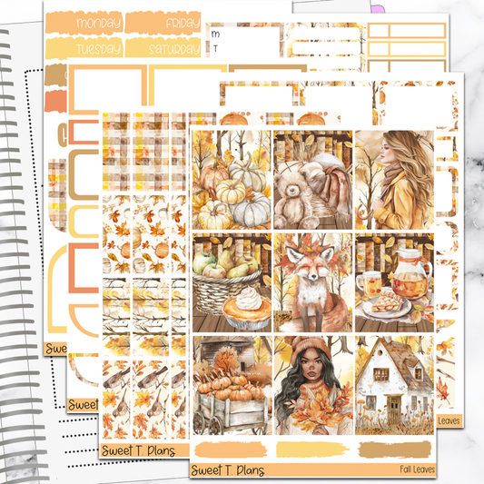 Fall Leaves Autumn Sticker Kit Universal Vertical Planners