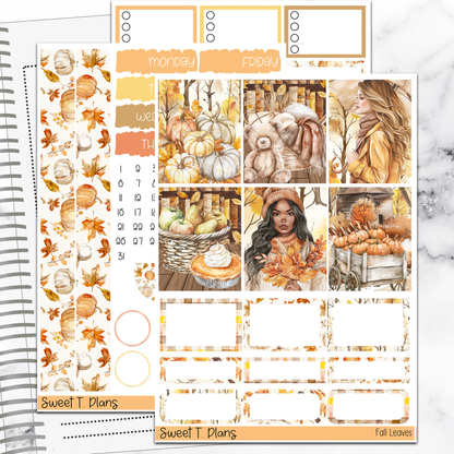 Fall Leaves Autumn Vertical Mini/B6 Print Pression Weekly Sticker Kit