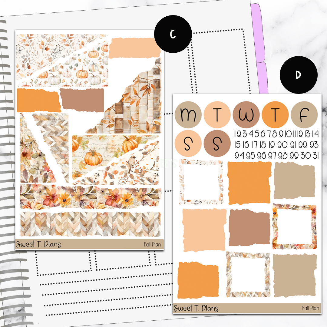 Fall Plan Autumn Bundle or Single Sheets Weekly Ultimate Journaling Kit