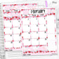 February Floral Monthly Jumbo Sticker Full Sheet A5w B6 Hobonichi Cousin