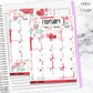 February Valentine Heart Monthly Jumbo Sticker Full Sheet A5w B6 Hobonichi Cousin