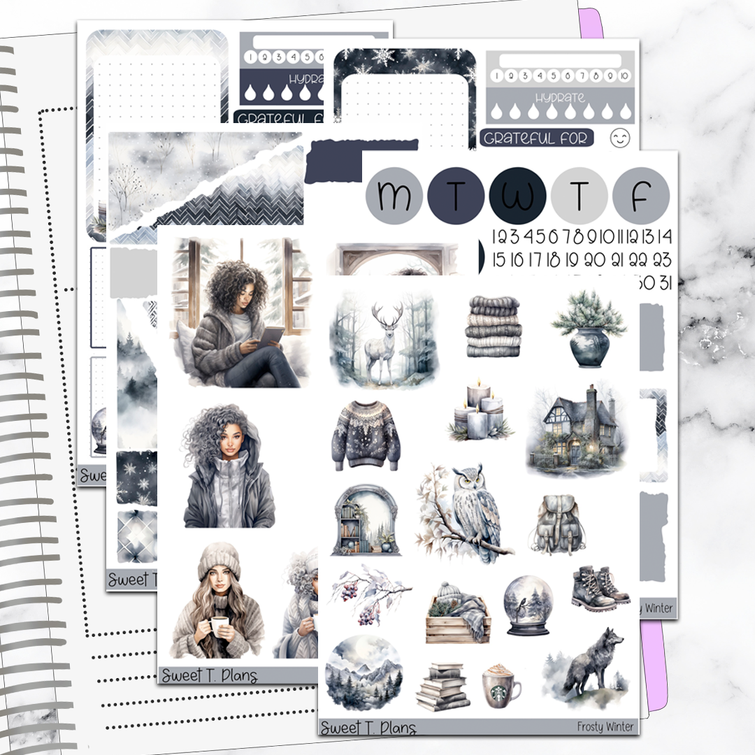 Frosty Winter  Bundle or Single Sheets Weekly Ultimate Journaling Kit