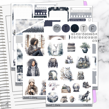 Frosty Winter  Bundle or Single Sheets Weekly Ultimate Journaling Kit