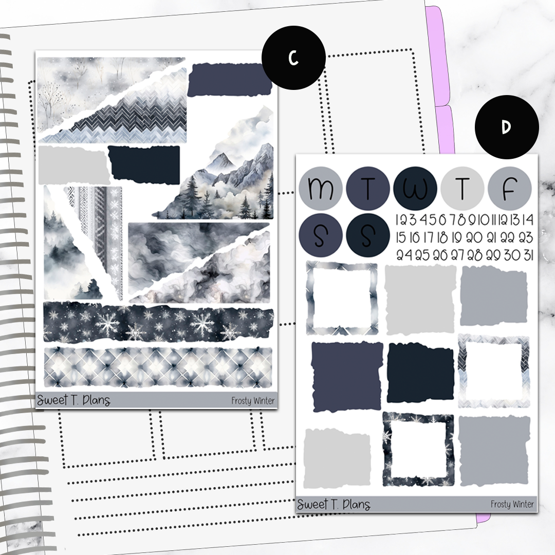 Frosty Winter  Bundle or Single Sheets Weekly Ultimate Journaling Kit