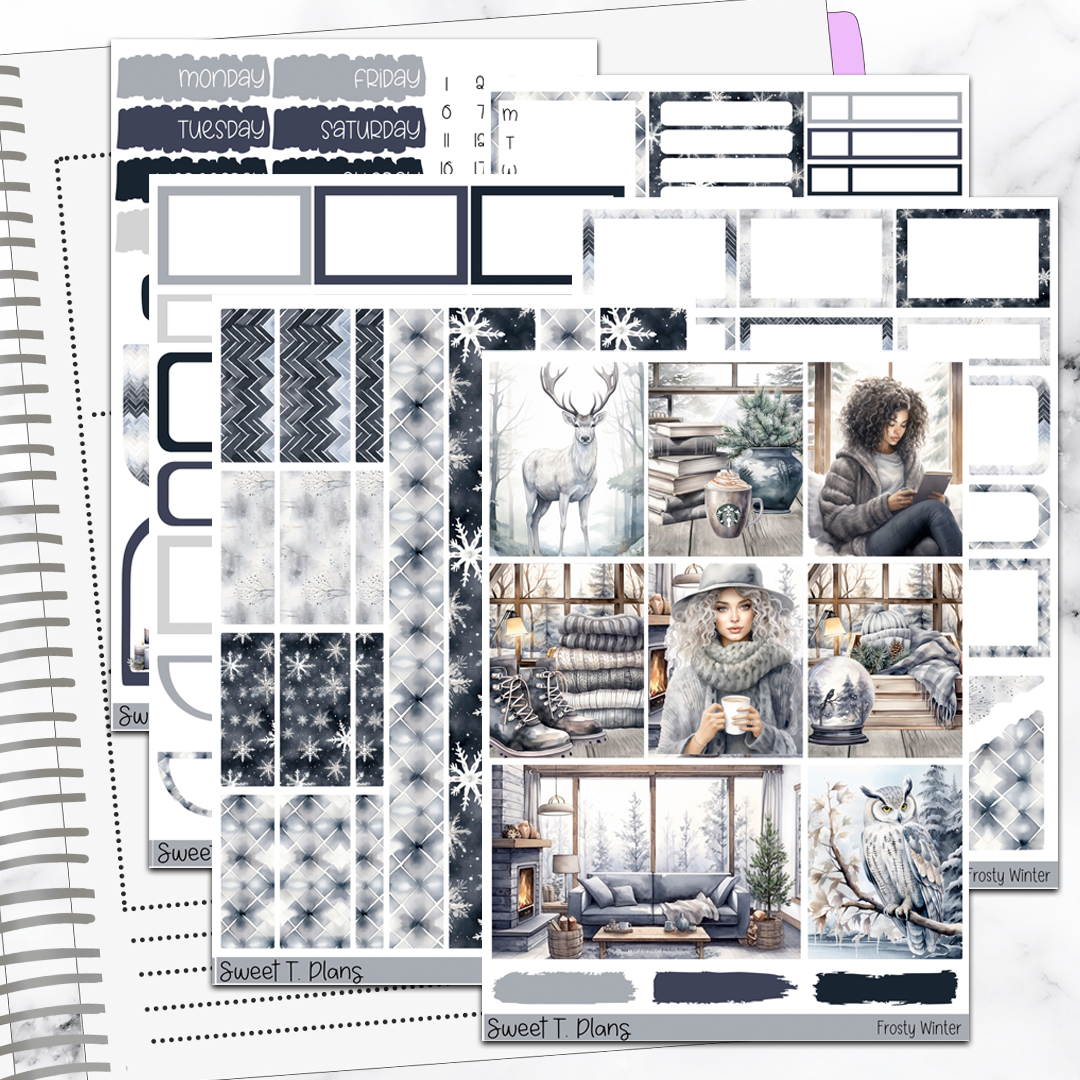 Frosty Winter Sticker Kit Universal Vertical Planners