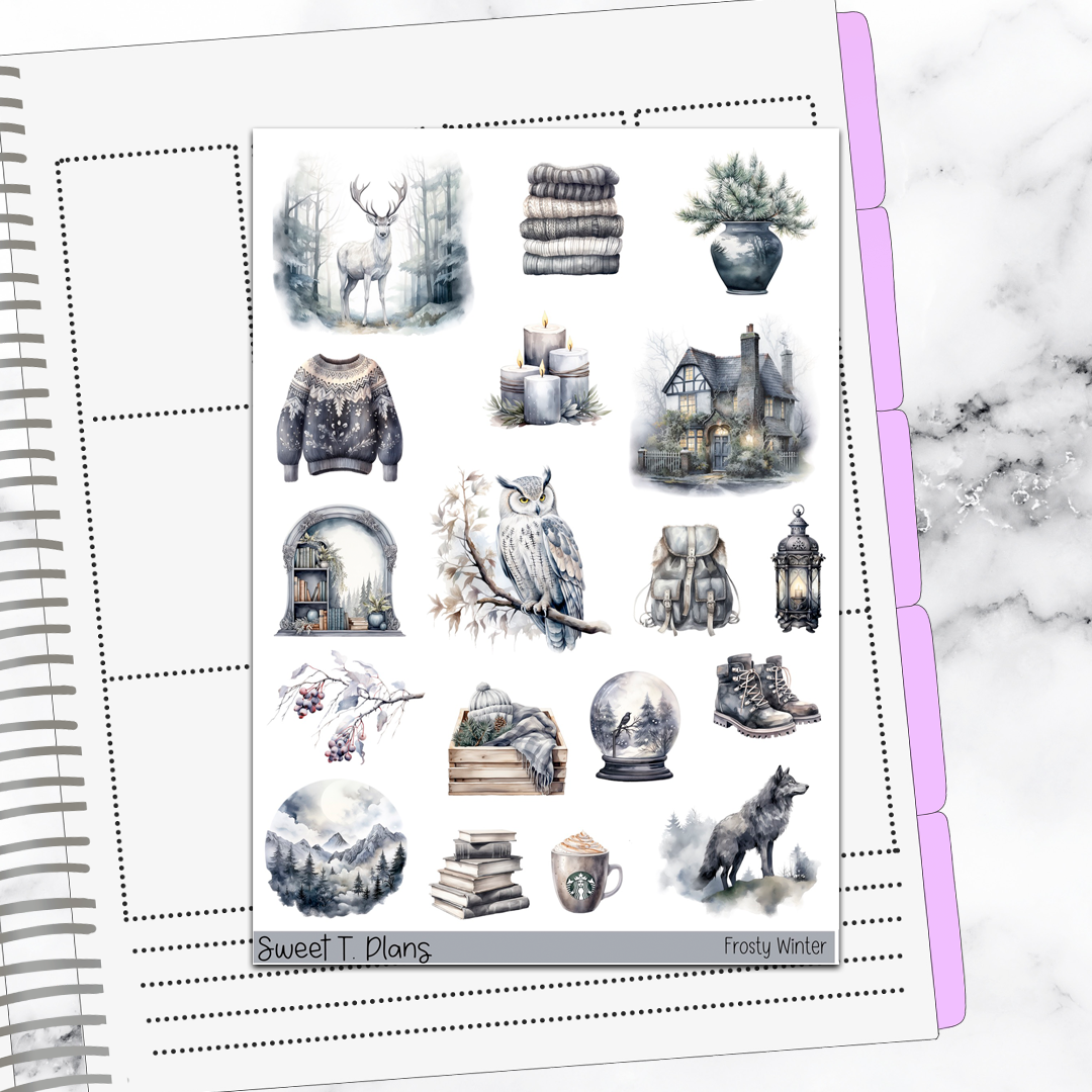 Frosty Winter Sticker Kit Universal Vertical Planners