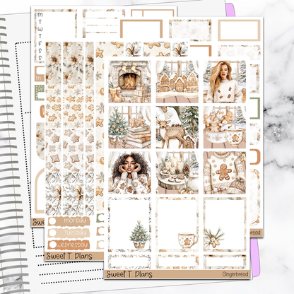 Gingerbread Christmas Holiday Hobonichi Cousin Weekly Sticker Kit