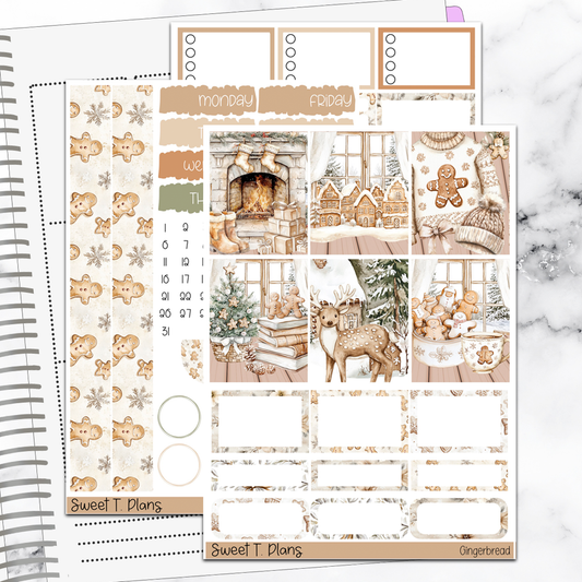 Gingerbread Christmas Holiday Vertical Mini/B6 Print Pression Weekly Sticker Kit