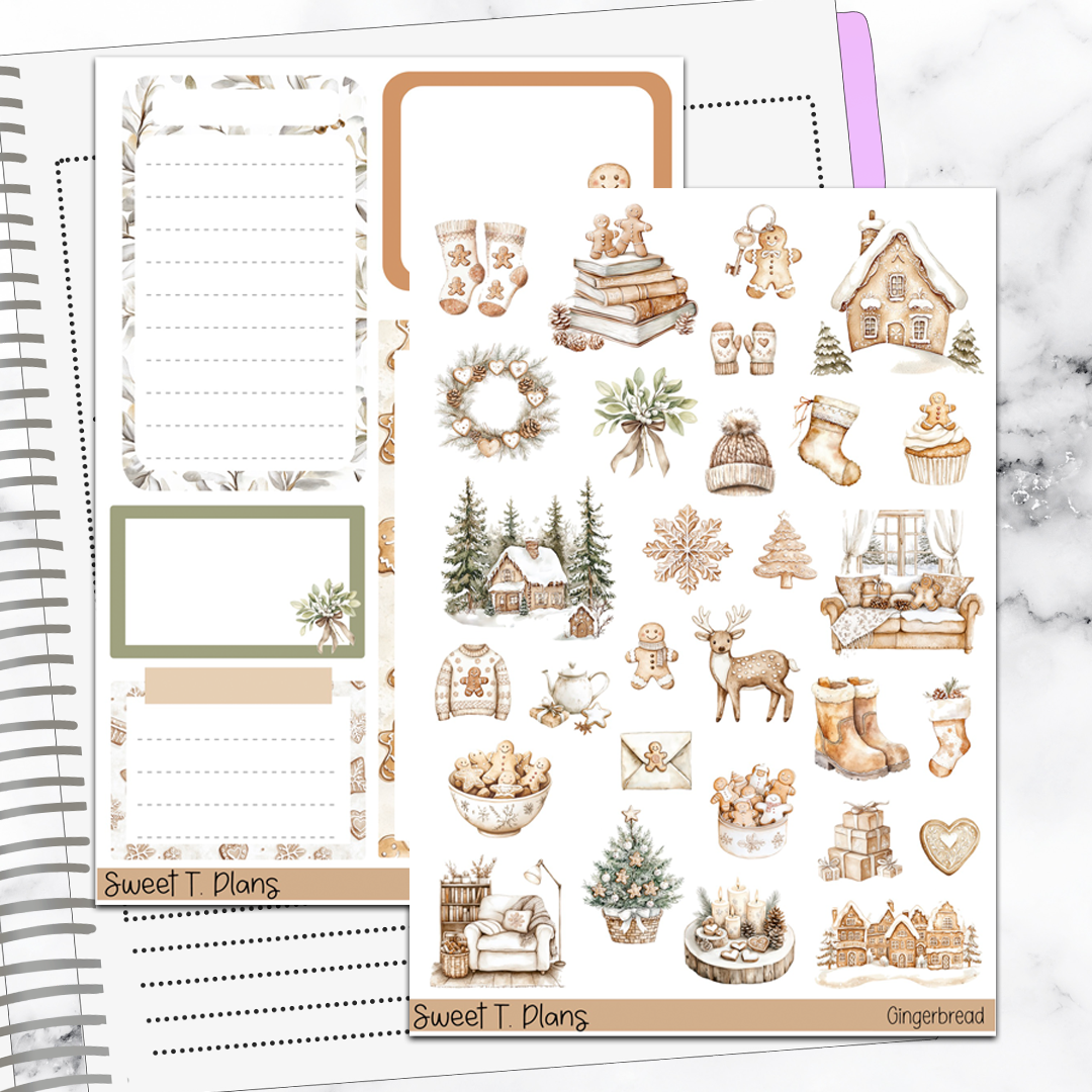 Gingerbread Christmas Holiday Deco Sticker Kit