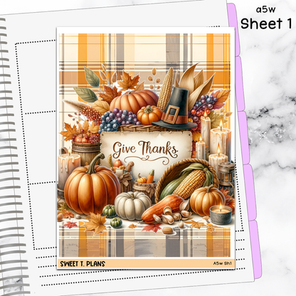 Give Thanks Jumbo Sticker A5w A5 B6 Hobonichi Cousin