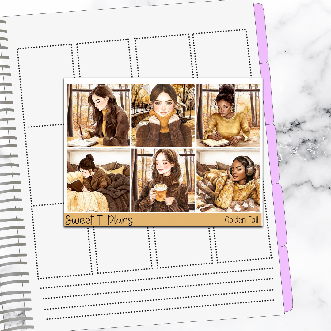 Golden Fall Autumn Harvest Hobonichi Cousin Weekly Sticker Kit