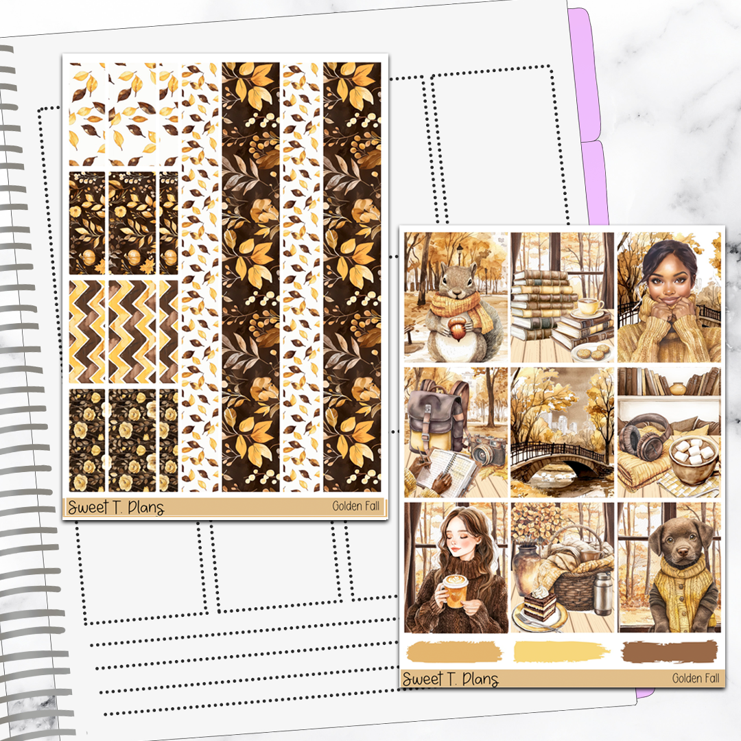 Golden Fall Autumn Harvest Sticker Kit Universal Vertical Planners